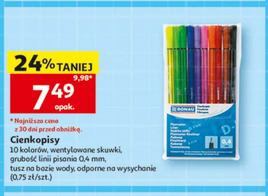 Cienkopisy Donau 10-pak promocja w Auchan