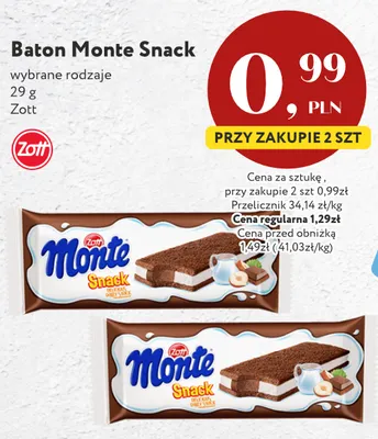Baton Monte Snack Zott promocja w Market Point