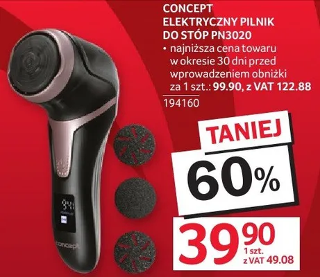 Suszarka CONCEPT ELEKTRYCZNIE PILNIK DO STÓP PN3020 promocja w Selgros