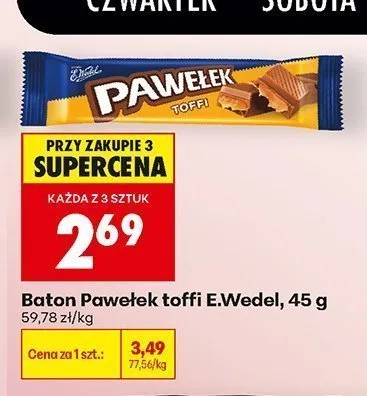 Baton Pawełek toffi E.Wedel promocja w Biedronka