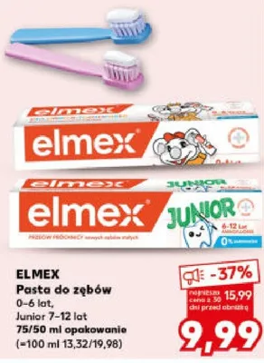 Pasta do zębów 0-6 lat, junior 7-12 lat 75/50ml opakowanie promocja w Kaufland