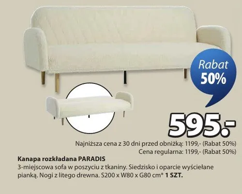 Kanapa rozkładana PARADIS promocja w Jysk