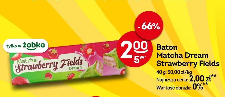 Baton Matcha Dream Strawberry Fields promocja w Żabka