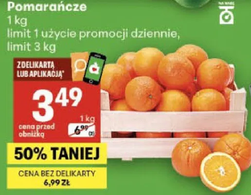 Pomarańcze promocja w Delikatesy Centrum