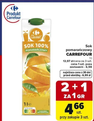 Sok pomarańczowy promocja w Carrefour Market
