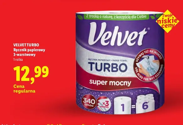 Ręcznik papierowy Velvet Turbo 3-warstwowy promocja w Lidl