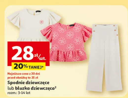 Spodnie dziewczęce lub bluzka dziewczęca promocja w Auchan