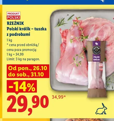 Polski królik tuszka z podrobami Rzeźnik promocja w Lidl