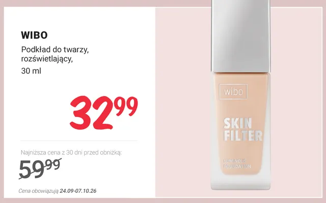 Podkład do twarzy rozświetlający Wibo promocja w Rossmann
