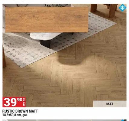 Gres Rustic Brown Matt 18,5x59,8 cm promocja w Merkury Market