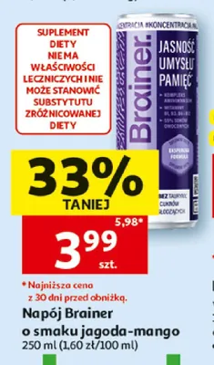 Napój Brainer o smaku jagoda-mango promocja w Auchan