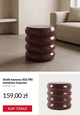 Stolik kawowy SOLTRE metalowy brązowy 37,5x37,5cm promocja w Homla