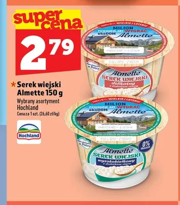 Serek wiejski delikatny z dodatkiem ricotty Almette promocja w TOPAZ