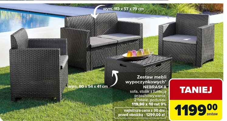 Zestaw mebli wypoczynkowych Nebraska promocja w Carrefour