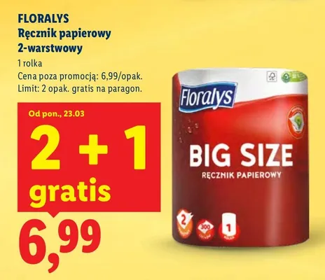 Ręcznik papierowy 2-warstwowy 2+1 GRATIS promocja w Lidl