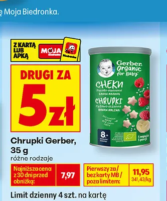 Chrupki Gerber Organic ryżowo-pszenne banan malina promocja w Biedronka