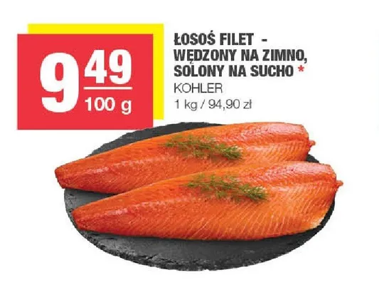 Łosoś filet - wędzony na zimno solony na sucho Kohler promocja w SPAR