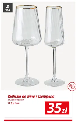 Kieliszki do wina ze złotym rantem 2-pak promocja w KiK