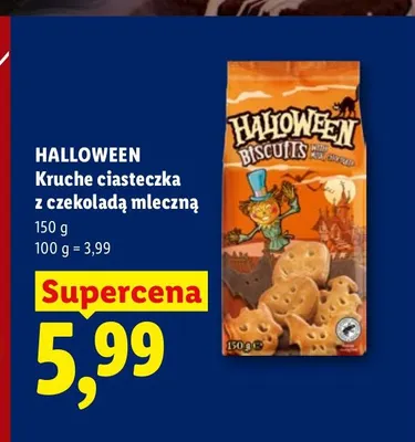 Kruche ciasteczka z czekoladą mleczną Halloween promocja w Lidl