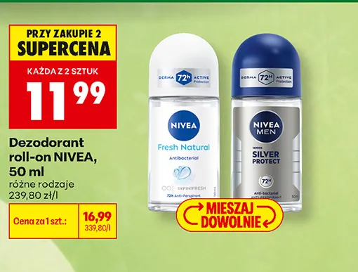 Dezodorant roll-on Nivea Men Silver Protect promocja w Biedronka