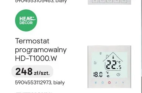 Termostat programowalny Heat Decor HD-T1000.W promocja w Castorama