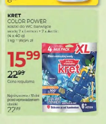 Kostki do WC barwiące wodę Kret Color Power 4-pak promocja w Drogerie Jawa