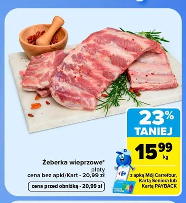 Żeberka wieprzowe płaty promocja w Carrefour Market