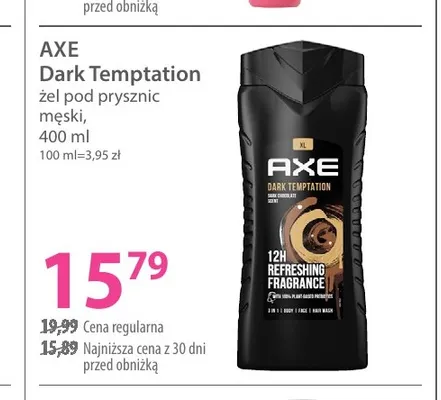 Żel pod prysznic męski Dark Temptation Axe promocja w Hebe
