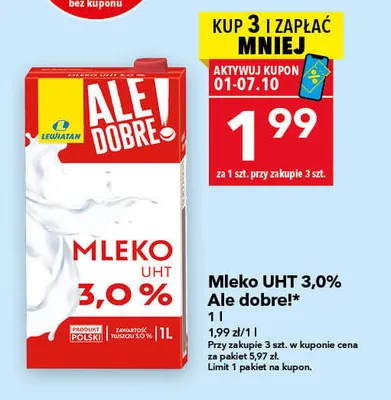 Mleko UHT Ale Dobre! 3,0% promocja w LEWIATAN