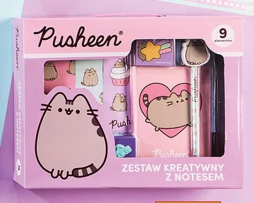 Zestaw kreatywny z notesem Pusheen promocja w Biedronka