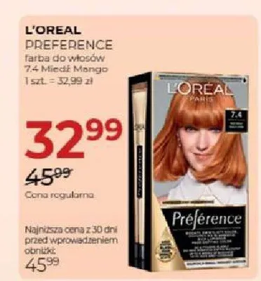 Farba do włosów L'Oreal Preference 7,4 Miedź Mango promocja w Drogerie Jawa