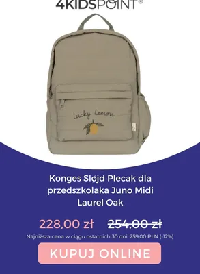 Plecak dla przedszkolaka Konges Sløjd Juno Midi Laurel Oak promocja w BACK TO SCHOOL