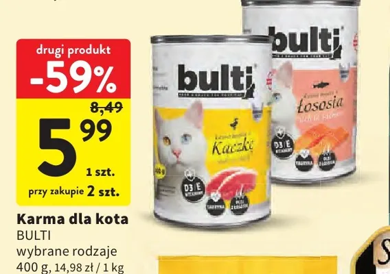 Karma dla kota Bulti z łososiem promocja w Intermarche