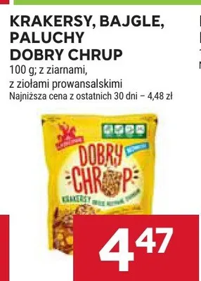 Krakersy, bajgle, paluchy dobry chrup promocja w Stokrotka