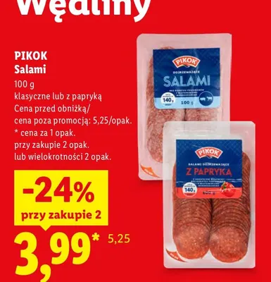 Salami klasyczne Pikok promocja w Lidl