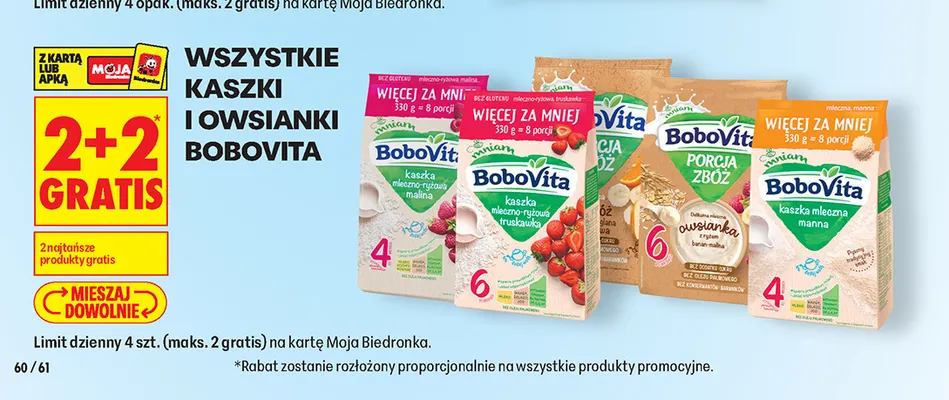 Kaszka mleczna manna BoboVita promocja w Biedronka