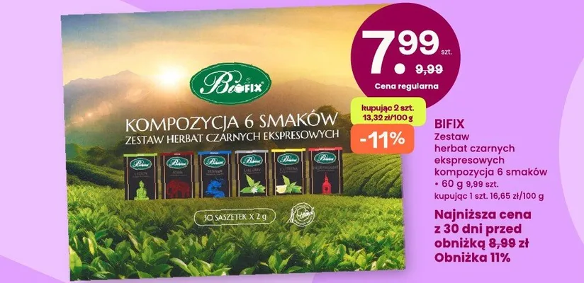 Zestaw herbat czarnych ekspresowych kompozycja 6 smaków Bifix promocja w Frisco