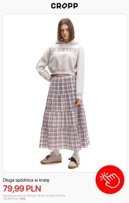 Długa spódnica w kratę Cropp promocja w Cropp