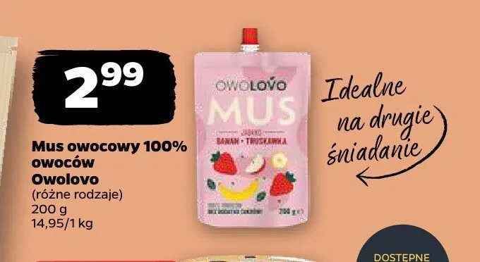 Mus owocowy 100% owoców Owolovo promocja w Netto