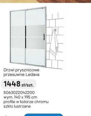 Drzwi prysznicowe przesuwne Ledava promocja w Castorama
