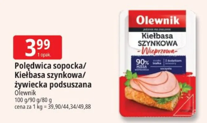 Polędwica sopocka/Kiełbasa szynkowa/żywiecka podsuszana promocja w Leclerc