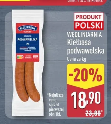Kiełbasa podwawelska WĘDLINIARNIA promocja w Aldi