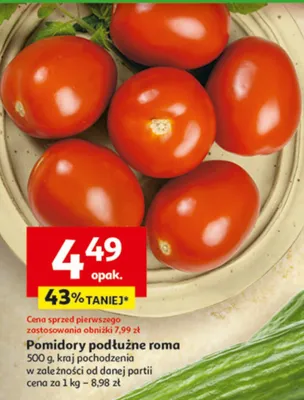 Pomidory podłużne roma promocja w Auchan
