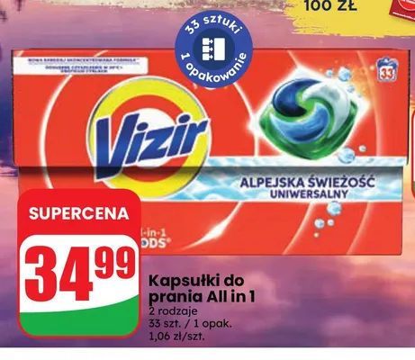 Kapsułki do prania All in 1 Vizir promocja w Dino