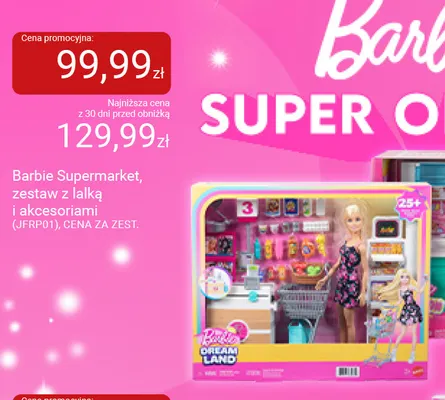 Barbie Supermarket zestaw z lalką i akcesoriami JFRP01 promocja w Smyk