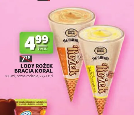Lody rożek cynamonowy Bracia Koral promocja w Stokrotka