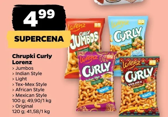 Chrupki Curly Jumbos Lorenz promocja w Netto