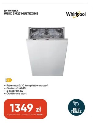 Zmywarka Whirlpool WSIC 3M27 MULTIZONE promocja w Max Elektro