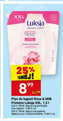 Płyn do kąpieli Rose & Milk Proteins Luksja XXL promocja w Twój Market
