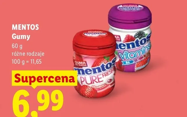 Gumy do żucia Mentos promocja w Lidl